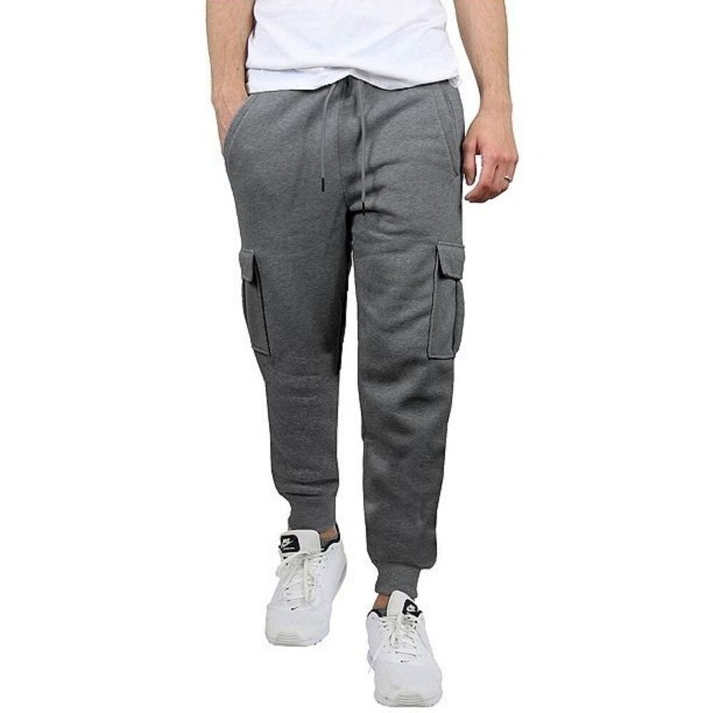 Blue Ice Men's Fleece-Lined Cargo Jogger Sweatpants in Charcoal‎ - Size 2XL